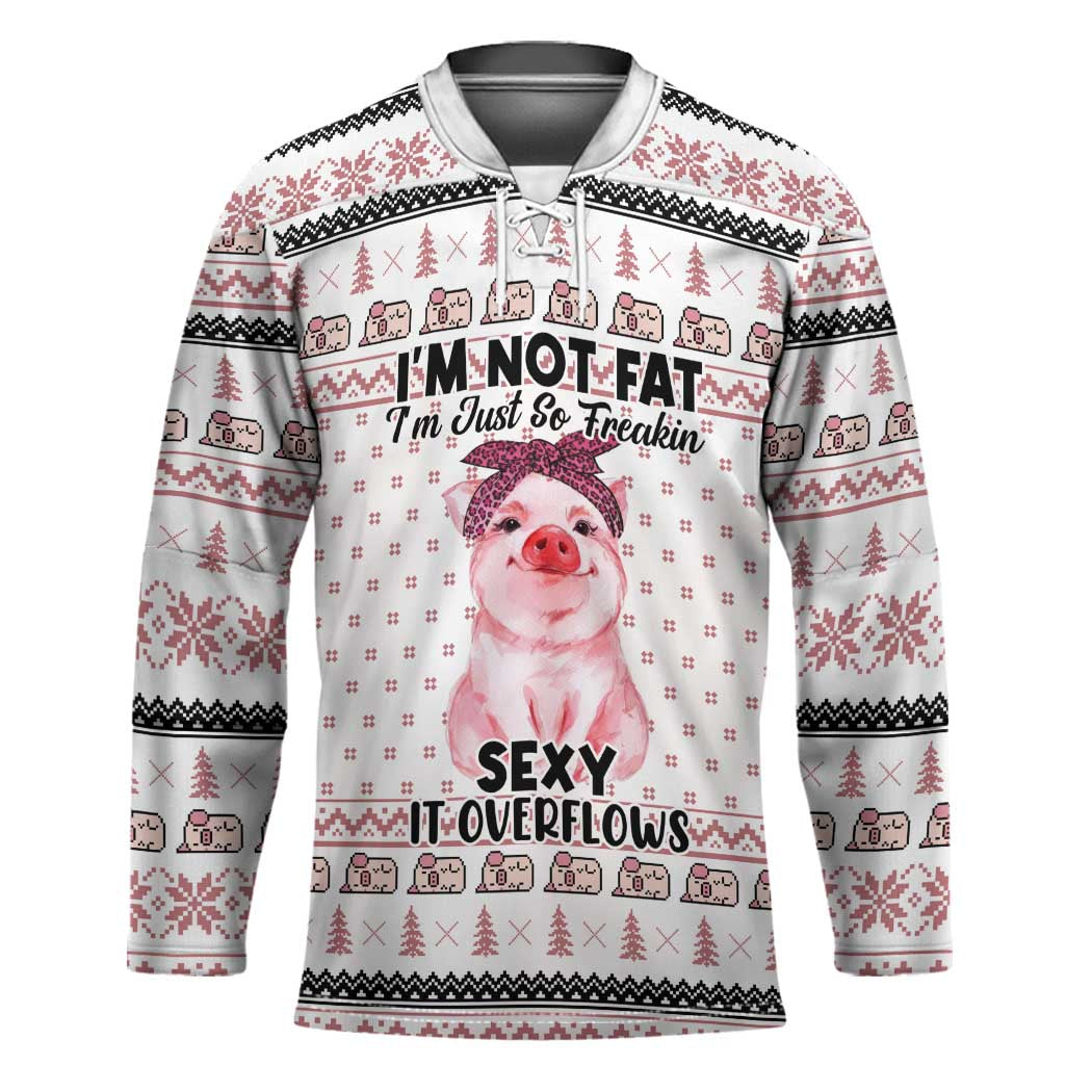 Pig Overflows Christmas Hockey Jersey Xmas Holiday Patterns - Wonder Print Shop
