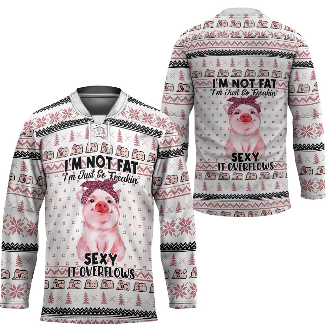 Pig Overflows Christmas Hockey Jersey Xmas Holiday Patterns - Wonder Print Shop