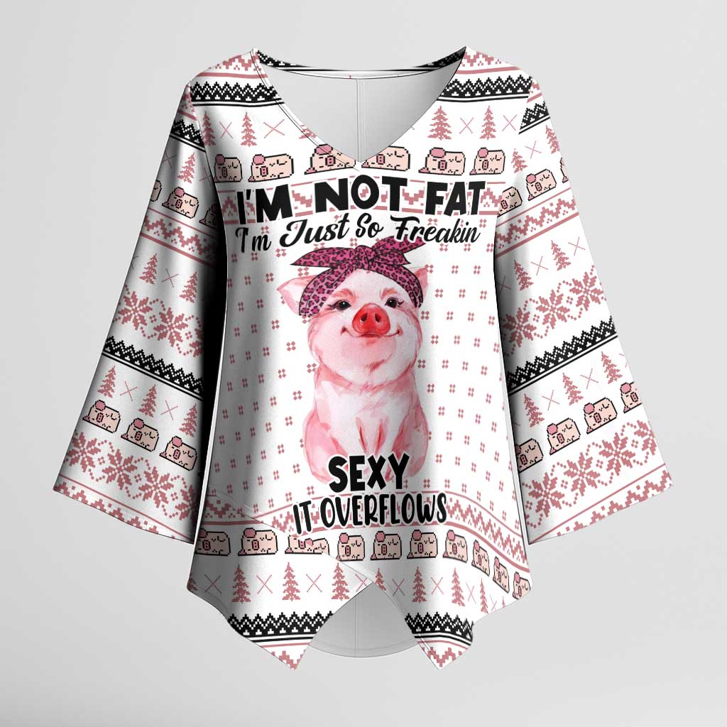 Pig Overflows Christmas Kimono Sleeve Blouse Xmas Holiday Patterns - Wonder Print Shop