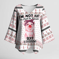 Pig Overflows Christmas Kimono Sleeve Blouse Xmas Holiday Patterns - Wonder Print Shop