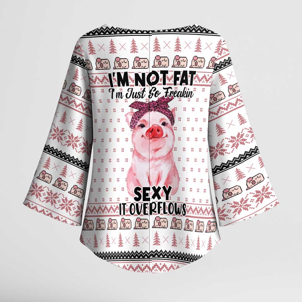 Pig Overflows Christmas Kimono Sleeve Blouse Xmas Holiday Patterns - Wonder Print Shop