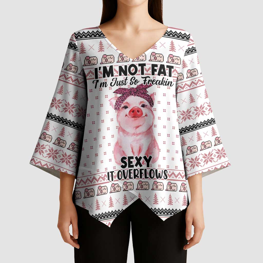 Pig Overflows Christmas Kimono Sleeve Blouse Xmas Holiday Patterns - Wonder Print Shop