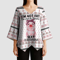 Pig Overflows Christmas Kimono Sleeve Blouse Xmas Holiday Patterns - Wonder Print Shop