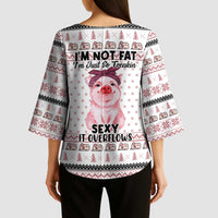 Pig Overflows Christmas Kimono Sleeve Blouse Xmas Holiday Patterns - Wonder Print Shop