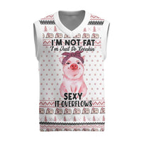 Pig Overflows Christmas Knitted V-Neck Vest Xmas Holiday Patterns - Wonder Print Shop