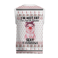 Pig Overflows Christmas Knitted V-Neck Vest Xmas Holiday Patterns - Wonder Print Shop