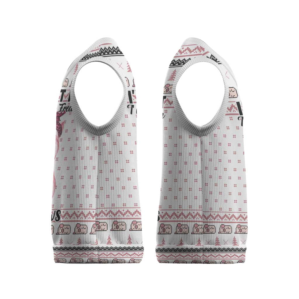 Pig Overflows Christmas Knitted V-Neck Vest Xmas Holiday Patterns - Wonder Print Shop
