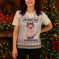 Pig Overflows Christmas Knitted V-Neck Vest Xmas Holiday Patterns - Wonder Print Shop