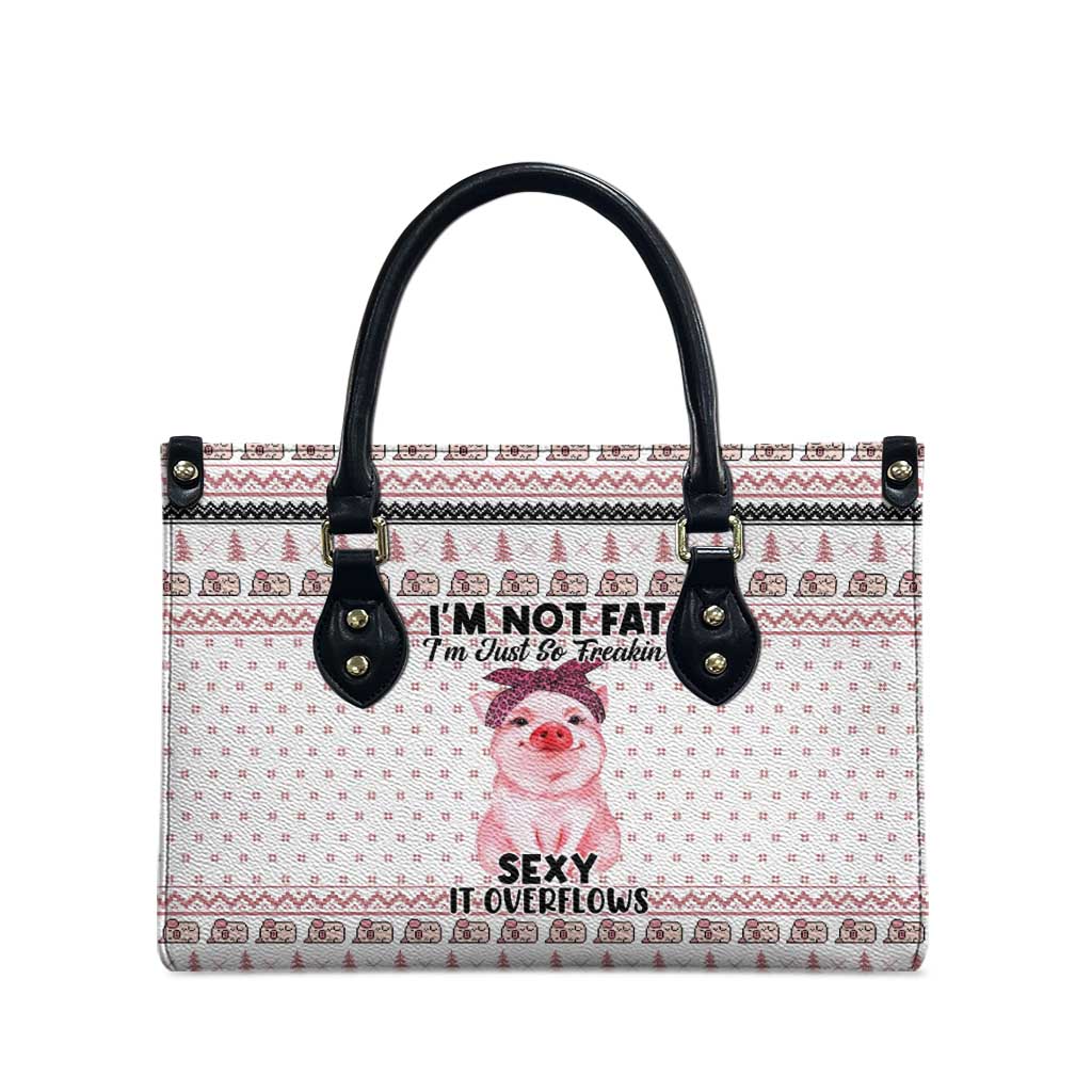 Pig Overflows Christmas Leather Bag Xmas Holiday Patterns - Wonder Print Shop