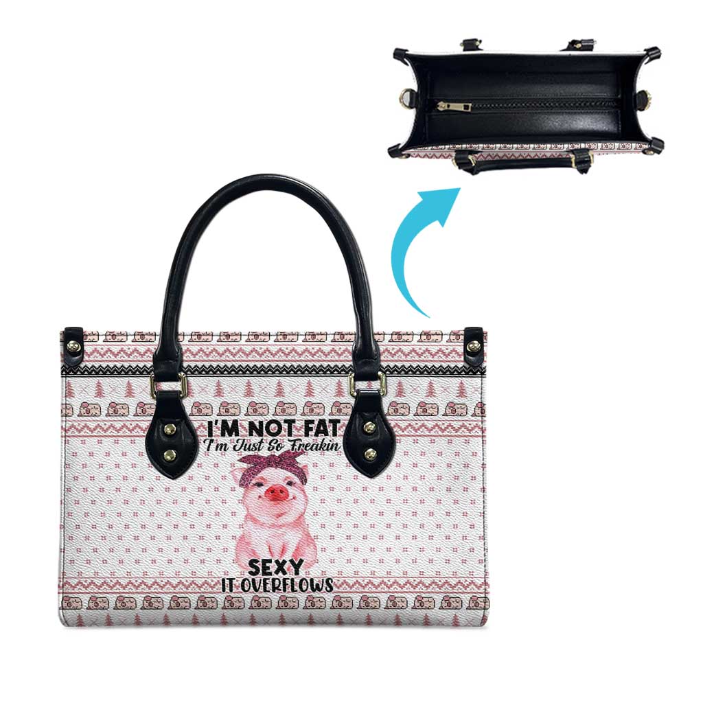Pig Overflows Christmas Leather Bag Xmas Holiday Patterns - Wonder Print Shop