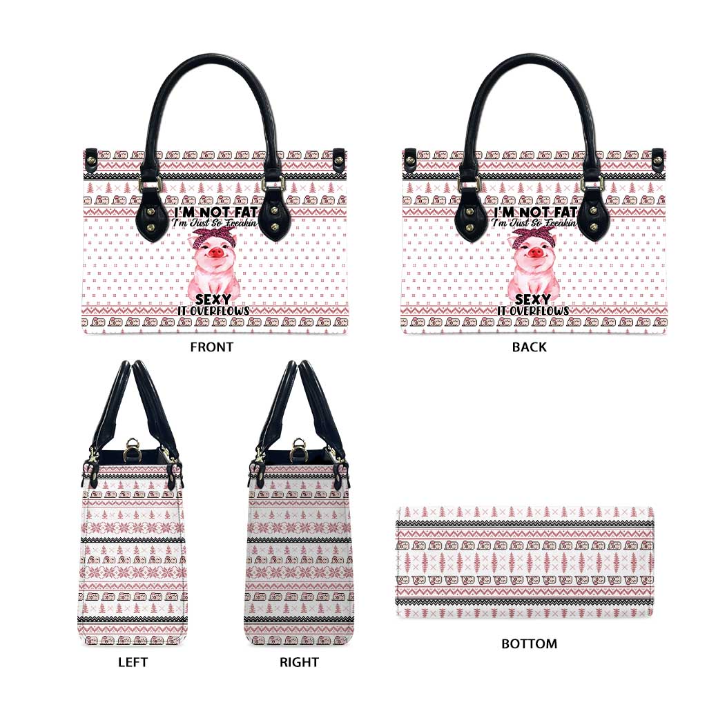 Pig Overflows Christmas Leather Bag Xmas Holiday Patterns - Wonder Print Shop