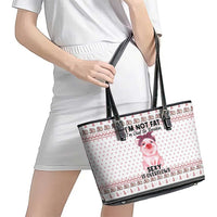 Pig Overflows Christmas Leather Tote Bag Xmas Holiday Patterns - Wonder Print Shop