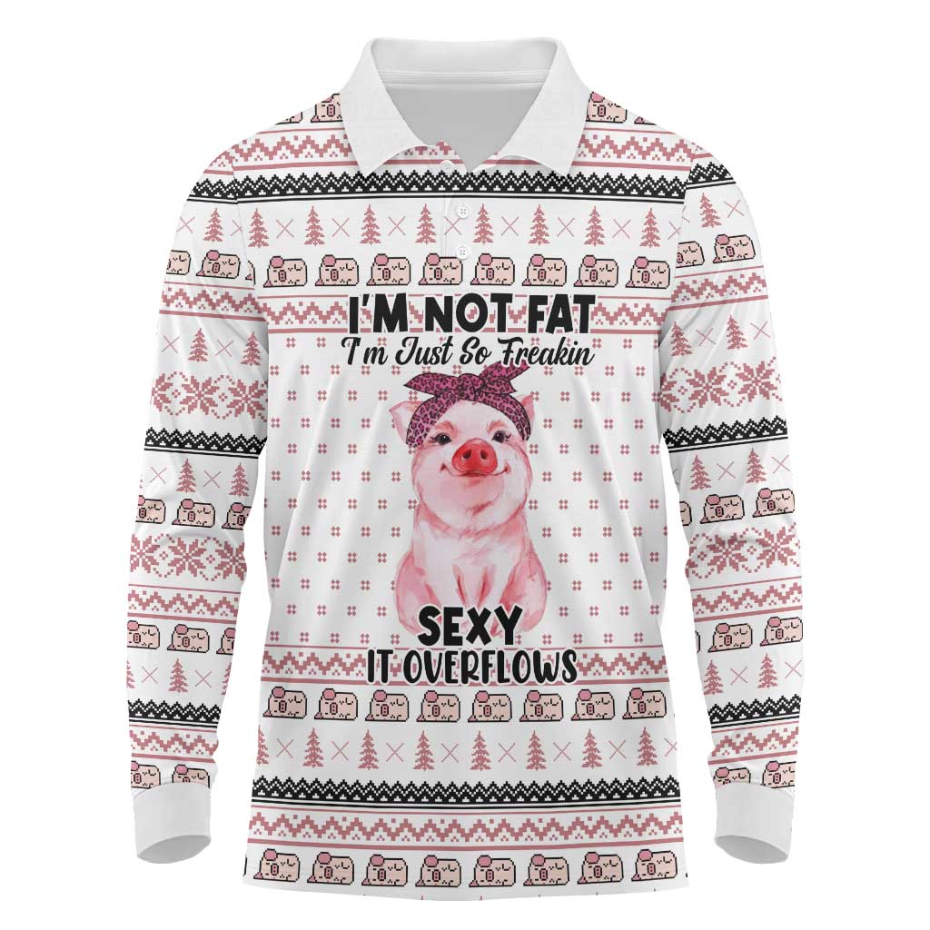 Pig Overflows Christmas Long Sleeve Polo Shirt Xmas Holiday Patterns - Wonder Print Shop