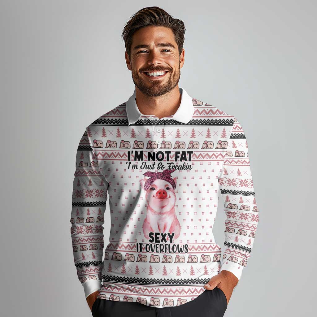 Pig Overflows Christmas Long Sleeve Polo Shirt Xmas Holiday Patterns - Wonder Print Shop