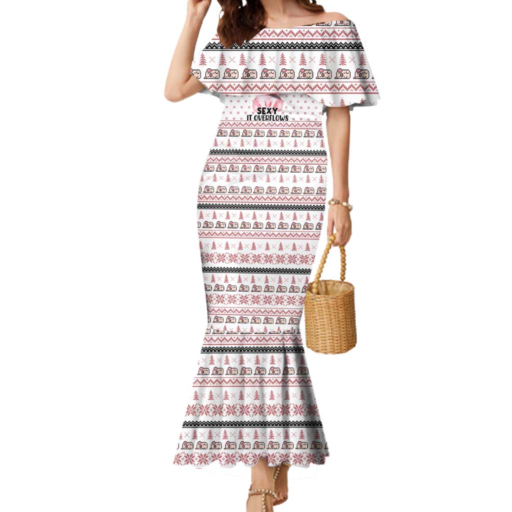 Pig Overflows Christmas Mermaid Dress Xmas Holiday Patterns - Wonder Print Shop