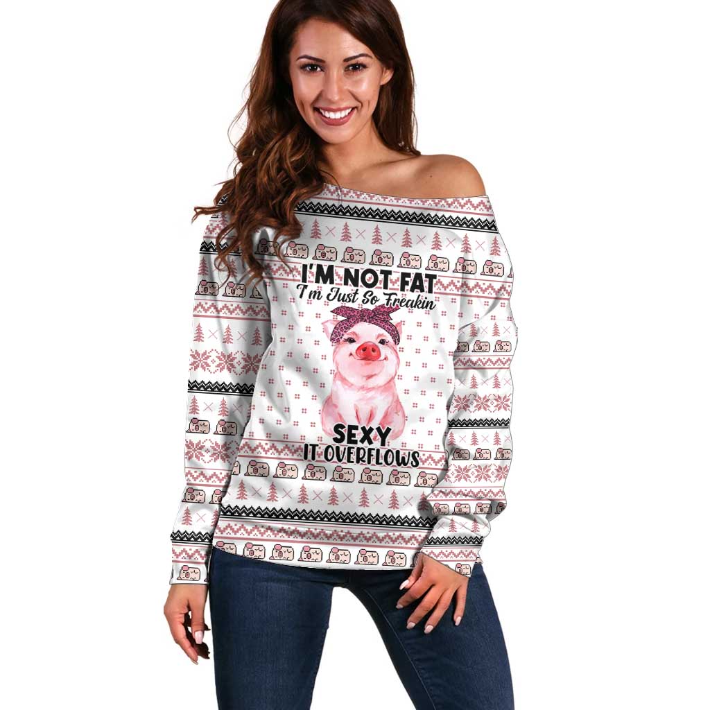 Pig Overflows Christmas Off Shoulder Sweater Xmas Holiday Patterns - Wonder Print Shop