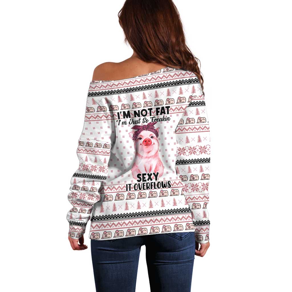 Pig Overflows Christmas Off Shoulder Sweater Xmas Holiday Patterns - Wonder Print Shop