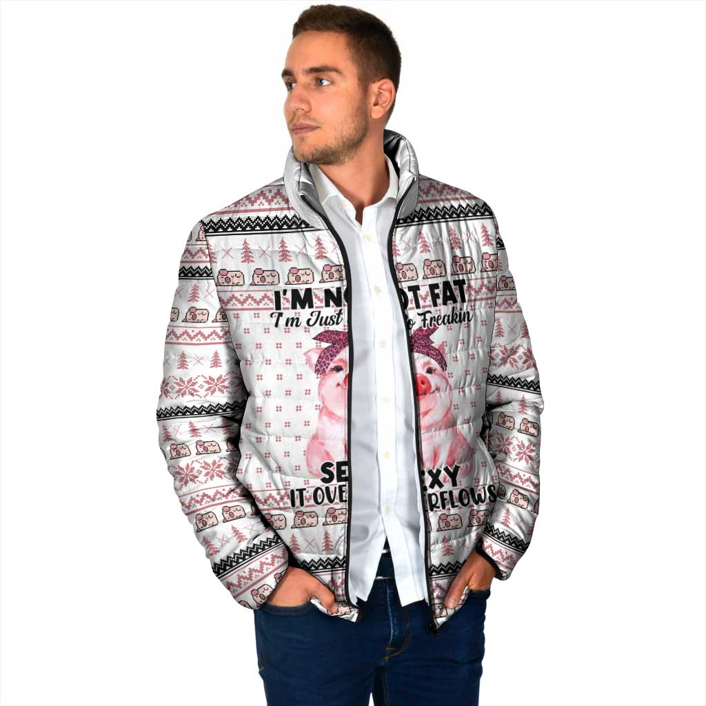 Pig Overflows Christmas Padded Jacket Xmas Holiday Patterns - Wonder Print Shop