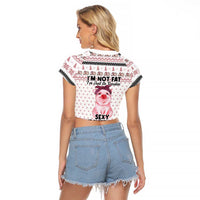 Pig Overflows Christmas Raglan Cropped T Shirt Xmas Holiday Patterns - Wonder Print Shop