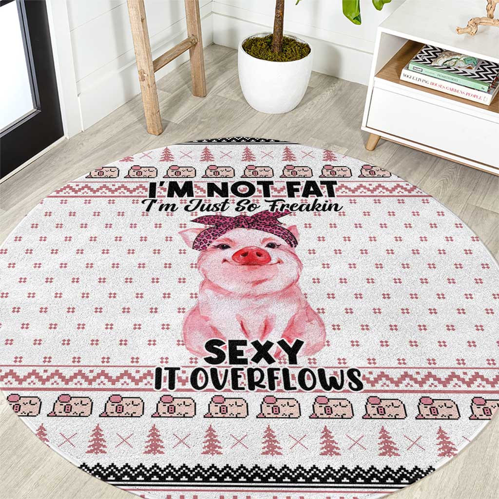 Pig Overflows Christmas Round Carpet Xmas Holiday Patterns - Wonder Print Shop