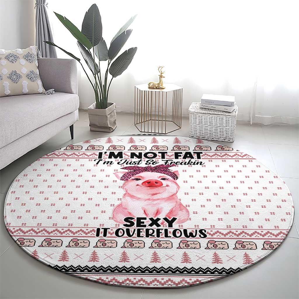 Pig Overflows Christmas Round Carpet Xmas Holiday Patterns - Wonder Print Shop