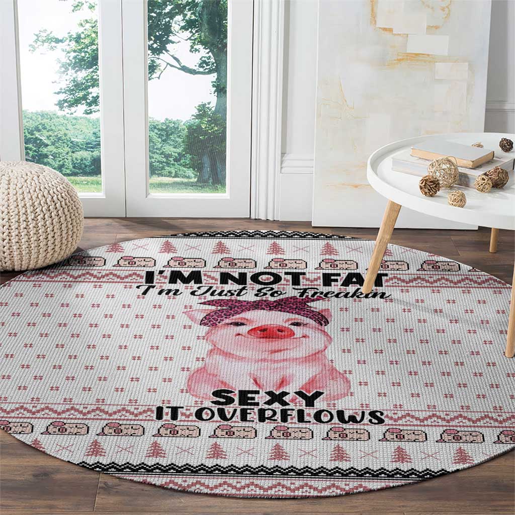 Pig Overflows Christmas Round Carpet Xmas Holiday Patterns - Wonder Print Shop