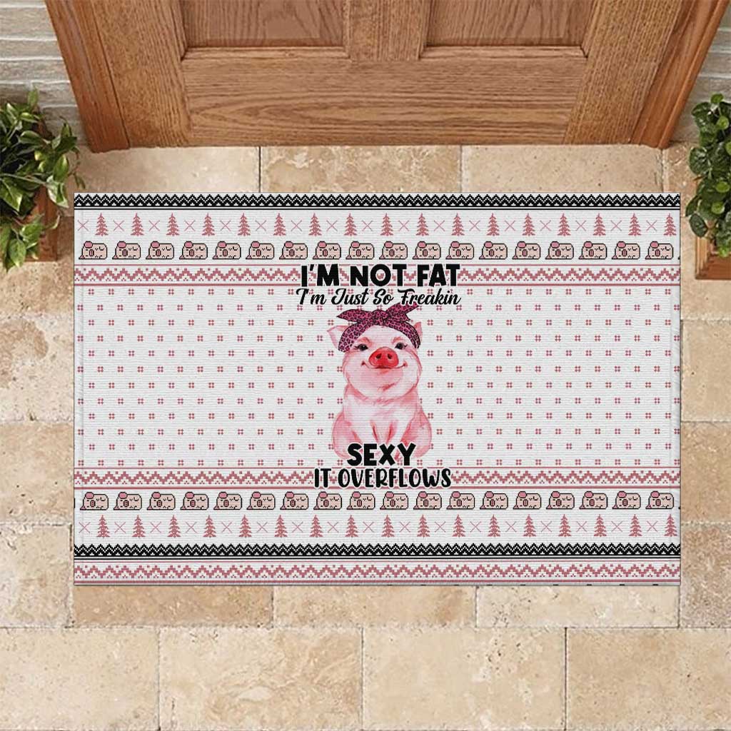 Pig Overflows Christmas Rubber Doormat Xmas Holiday Patterns - Wonder Print Shop