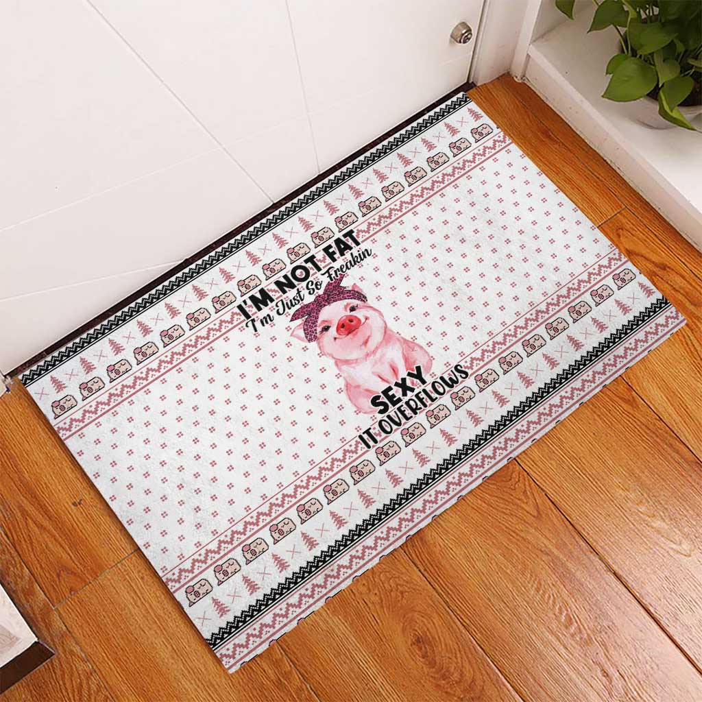 Pig Overflows Christmas Rubber Doormat Xmas Holiday Patterns - Wonder Print Shop