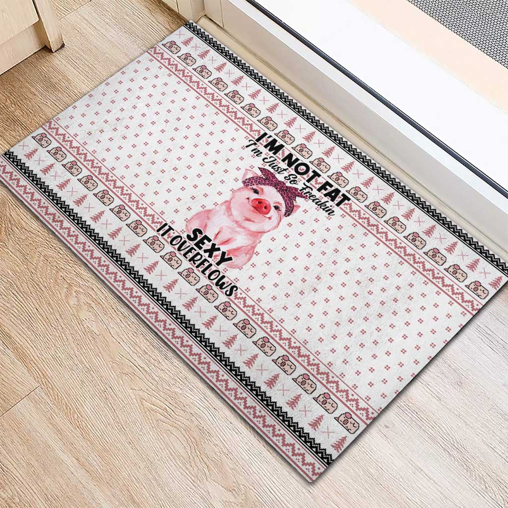 Pig Overflows Christmas Rubber Doormat Xmas Holiday Patterns - Wonder Print Shop