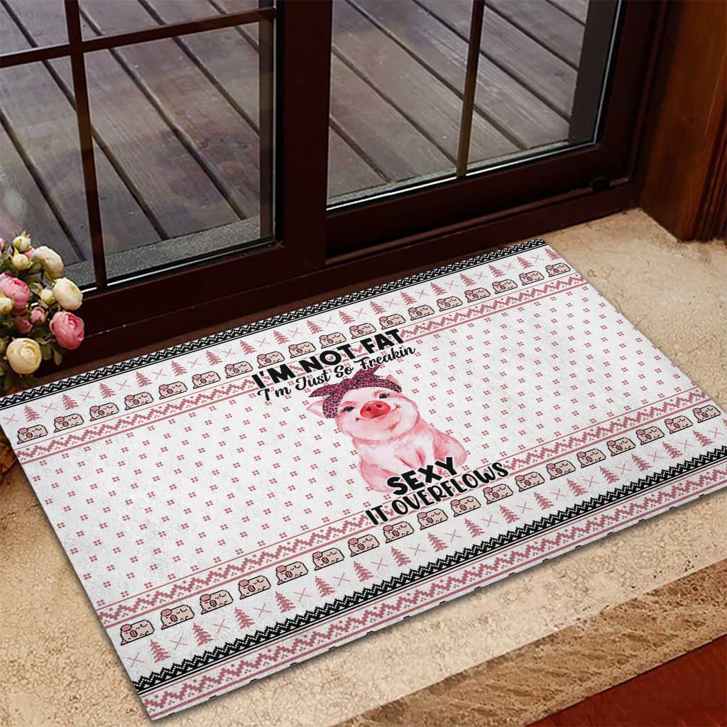 Pig Overflows Christmas Rubber Doormat Xmas Holiday Patterns - Wonder Print Shop