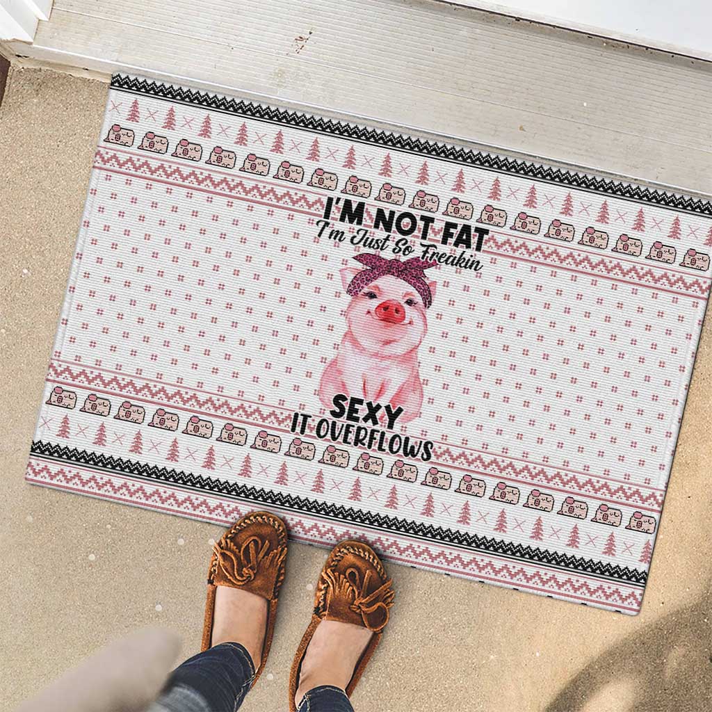 Pig Overflows Christmas Rubber Doormat Xmas Holiday Patterns - Wonder Print Shop