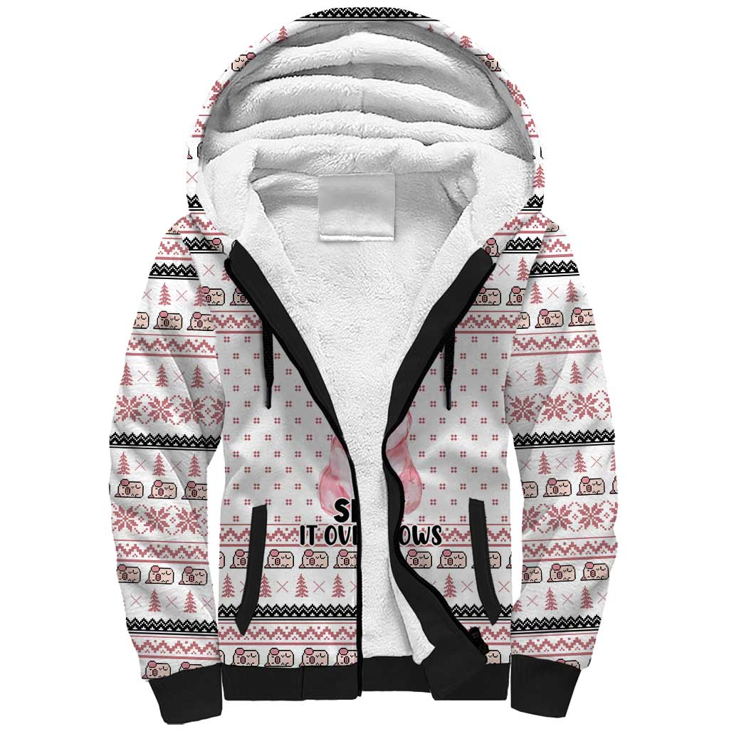 Pig Overflows Christmas Sherpa Hoodie Xmas Holiday Patterns - Wonder Print Shop
