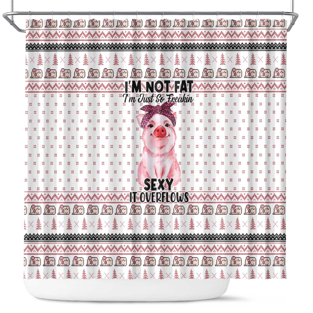 Pig Overflows Christmas Shower Curtain Xmas Holiday Patterns - Wonder Print Shop