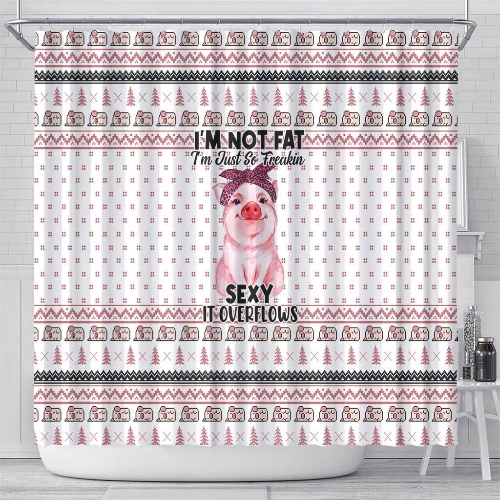 Pig Overflows Christmas Shower Curtain Xmas Holiday Patterns - Wonder Print Shop