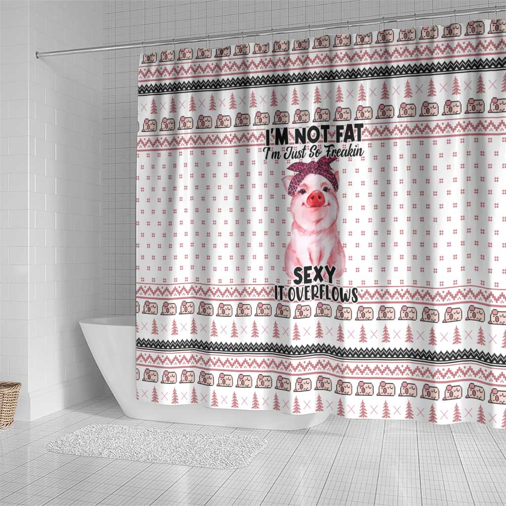 Pig Overflows Christmas Shower Curtain Xmas Holiday Patterns - Wonder Print Shop