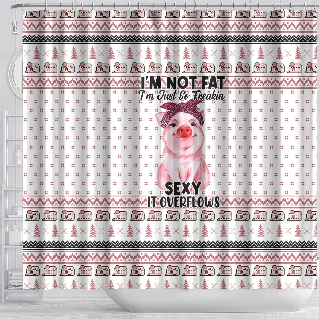 Pig Overflows Christmas Shower Curtain Xmas Holiday Patterns - Wonder Print Shop