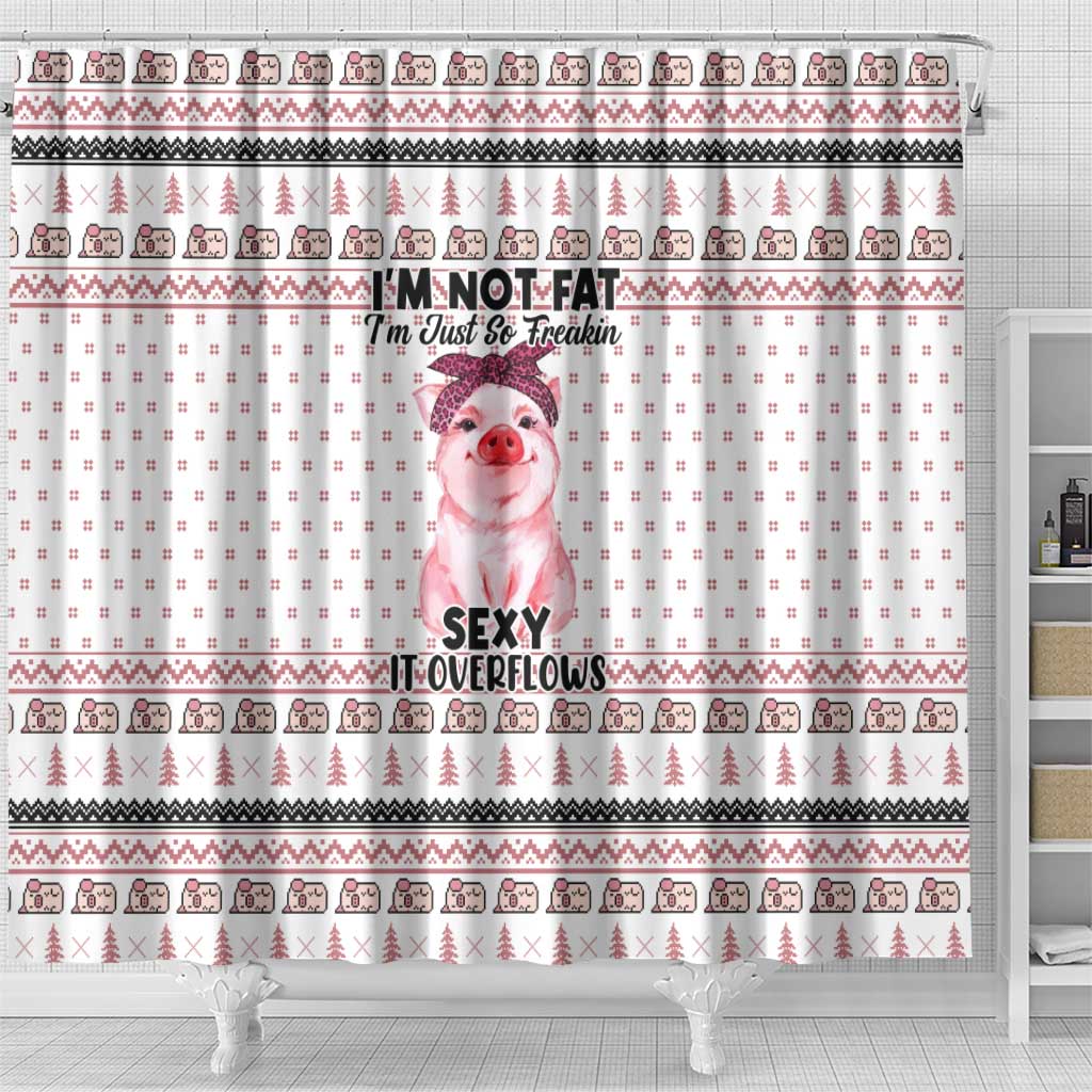 Pig Overflows Christmas Shower Curtain Xmas Holiday Patterns - Wonder Print Shop