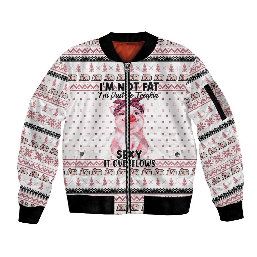 Pig Overflows Christmas Sleeve Zip Bomber Jacket Xmas Holiday Patterns - Wonder Print Shop