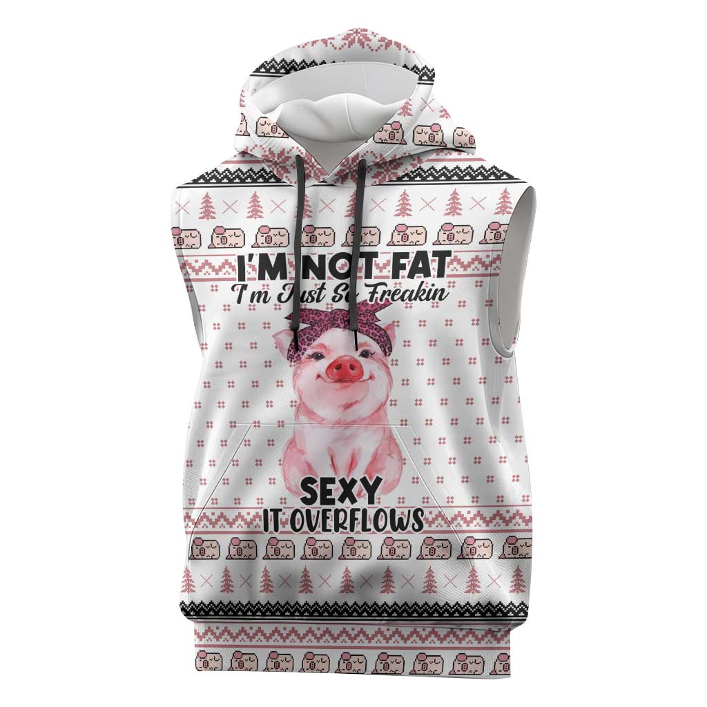 Pig Overflows Christmas Sleeveless Hoodie Xmas Holiday Patterns - Wonder Print Shop
