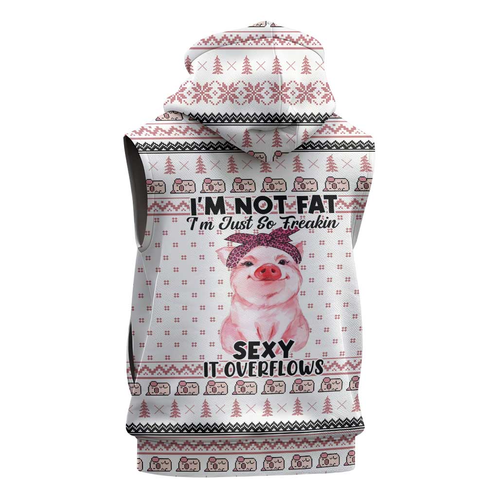 Pig Overflows Christmas Sleeveless Hoodie Xmas Holiday Patterns - Wonder Print Shop