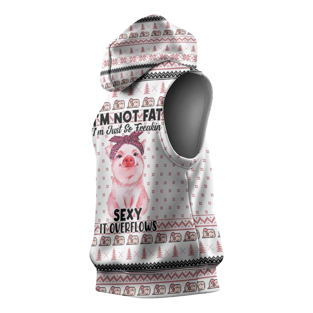Pig Overflows Christmas Sleeveless Hoodie Xmas Holiday Patterns - Wonder Print Shop