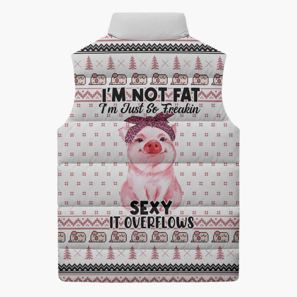 Pig Overflows Christmas Sleeveless Puffer Jacket Xmas Holiday Patterns - Wonder Print Shop