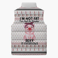 Pig Overflows Christmas Sleeveless Puffer Jacket Xmas Holiday Patterns - Wonder Print Shop