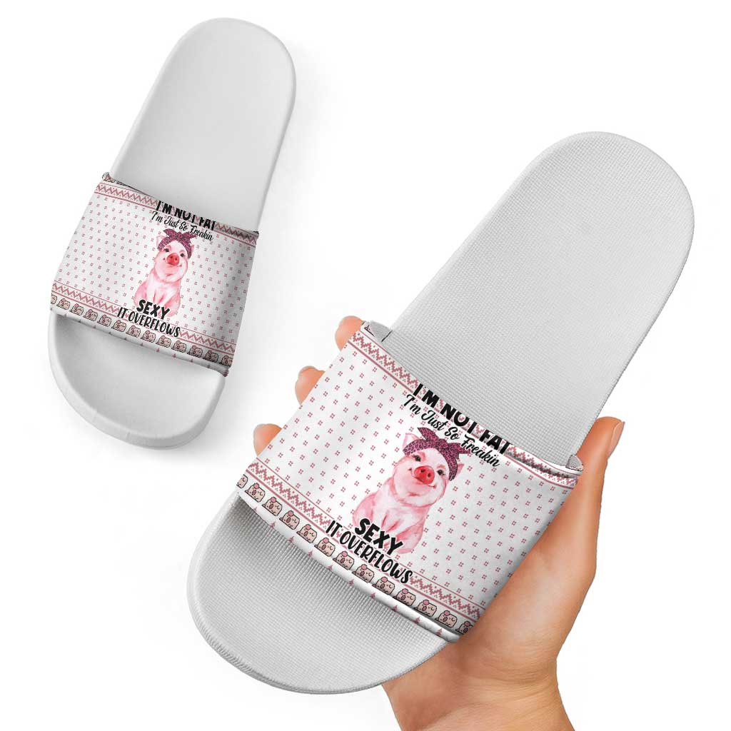 Pig Overflows Christmas Slide Sandals Xmas Holiday Patterns - Wonder Print Shop