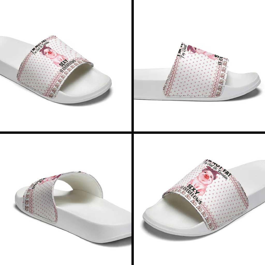 Pig Overflows Christmas Slide Sandals Xmas Holiday Patterns - Wonder Print Shop
