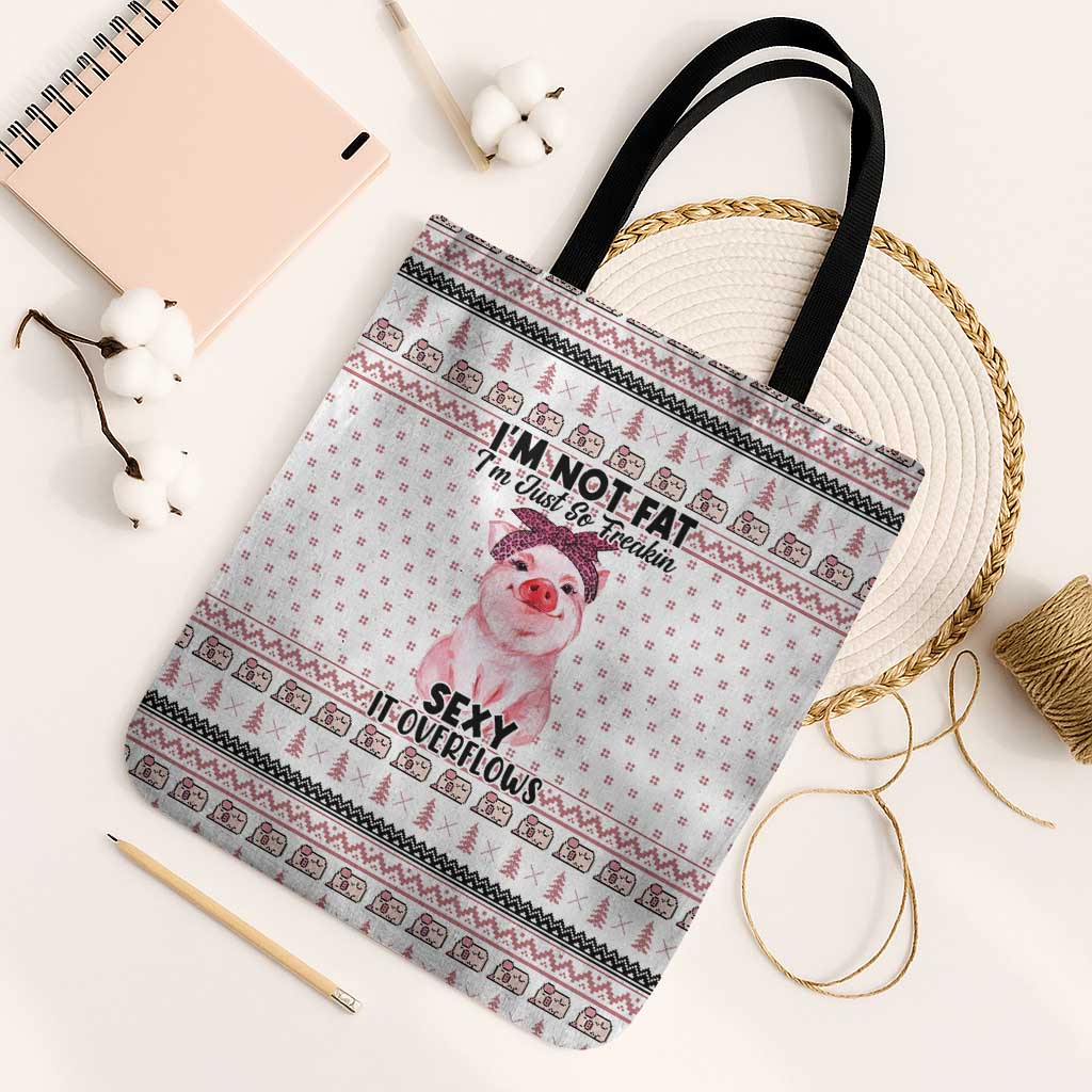 Pig Overflows Christmas Tote Bag Xmas Holiday Patterns - Wonder Print Shop