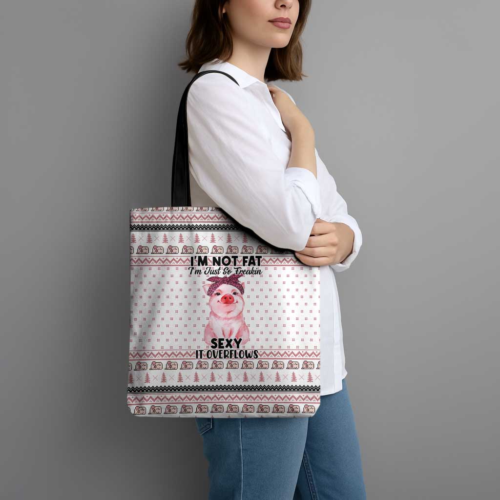 Pig Overflows Christmas Tote Bag Xmas Holiday Patterns - Wonder Print Shop