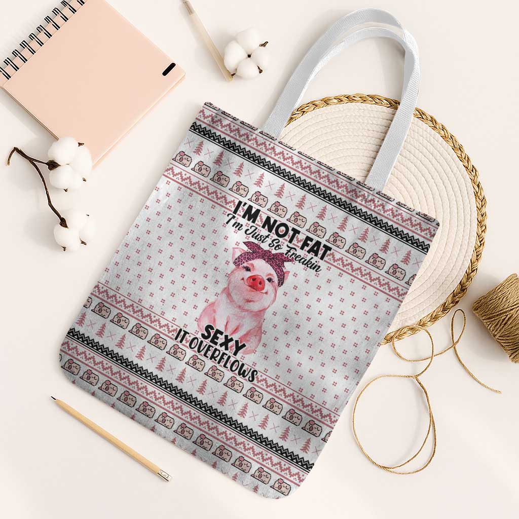 Pig Overflows Christmas Tote Bag Xmas Holiday Patterns - Wonder Print Shop