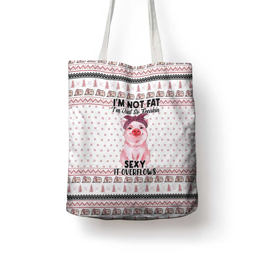 Pig Overflows Christmas Tote Bag Xmas Holiday Patterns - Wonder Print Shop