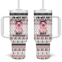 Pig Overflows Christmas Tumbler With Handle Xmas Holiday Patterns - Wonder Print Shop